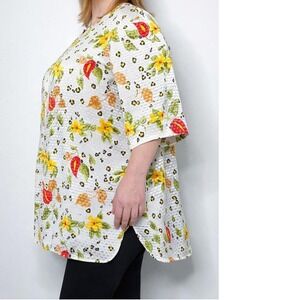Vintage 90s Oversized Floral Tunic Blouse 3X 4X Novelty Swing Top Plus Satiny